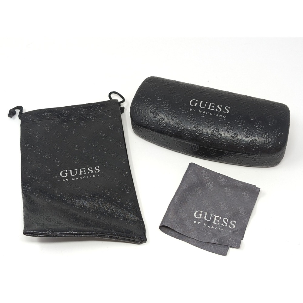 Guess By Marciano Black Leather Hard Shell Sunglass‎ Case Pouch & Cloth